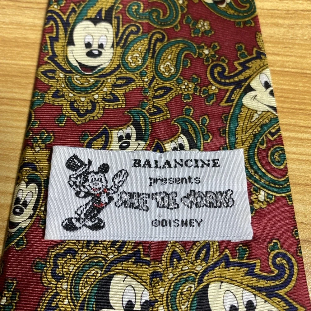 Disney Mickey Mouse Silk Necktie Balancine Paisley Multicolor Handmade